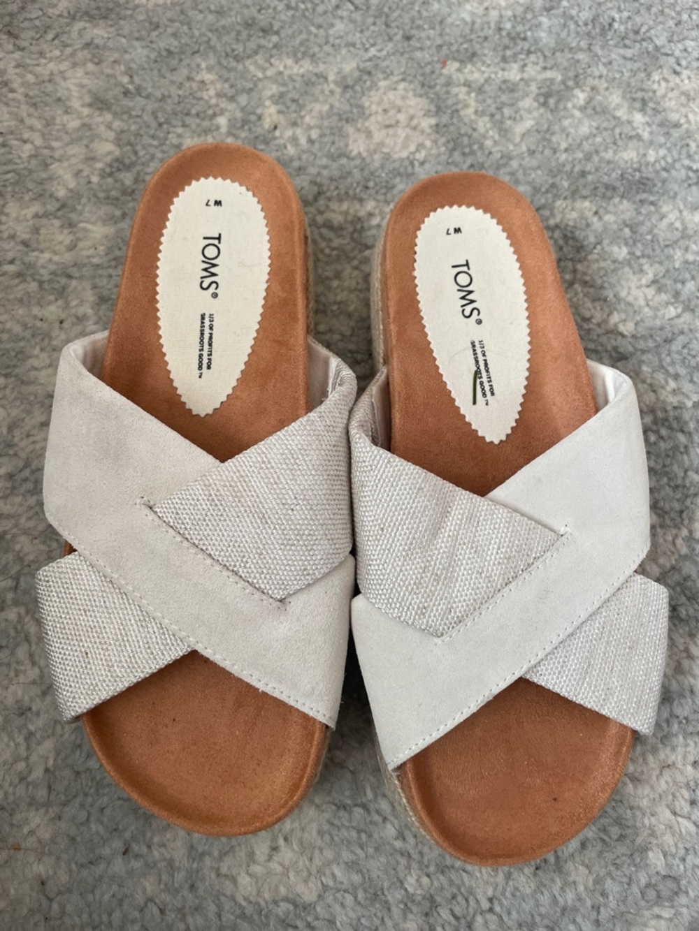 Toms Cream Crisscross Slide Mules